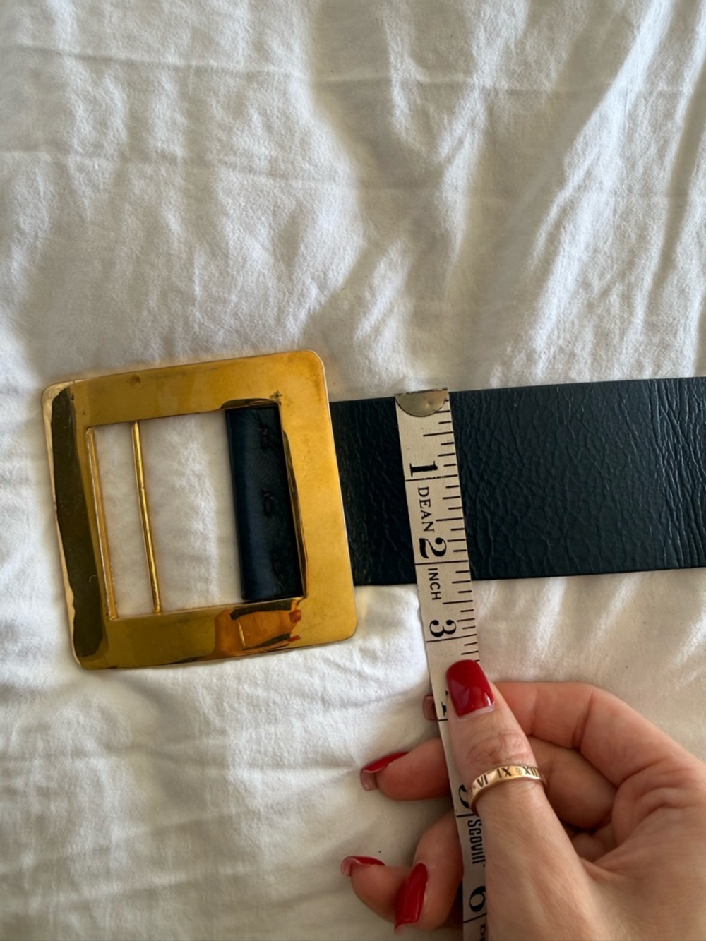 Christian Dior Vintage Blue Leather Waist Belt with Gold Square Buckle Accent - Picture 11 of 13